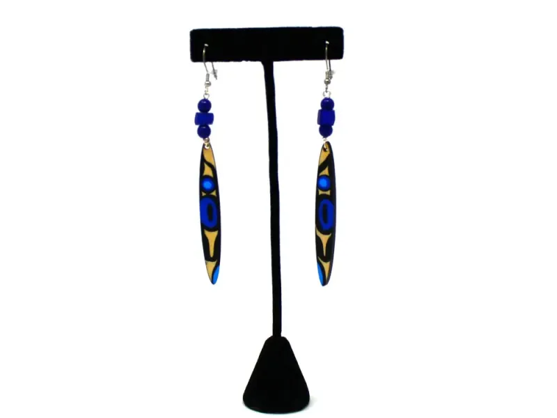 Painted Totemic Earrings On Wood
