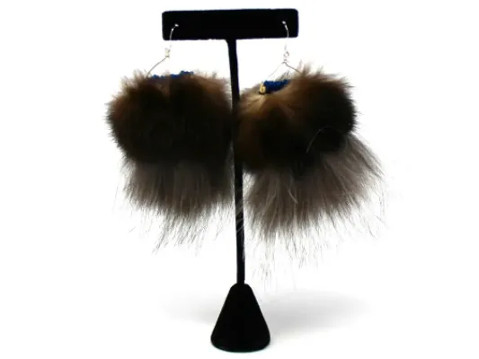 Sea Otter Beaded Fur Earrings