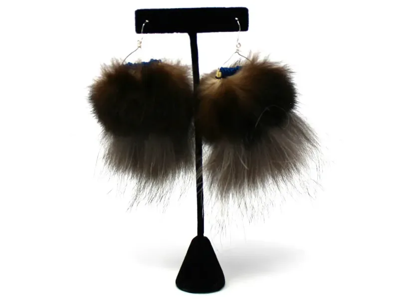 Sea Otter Beaded Fur Earrings