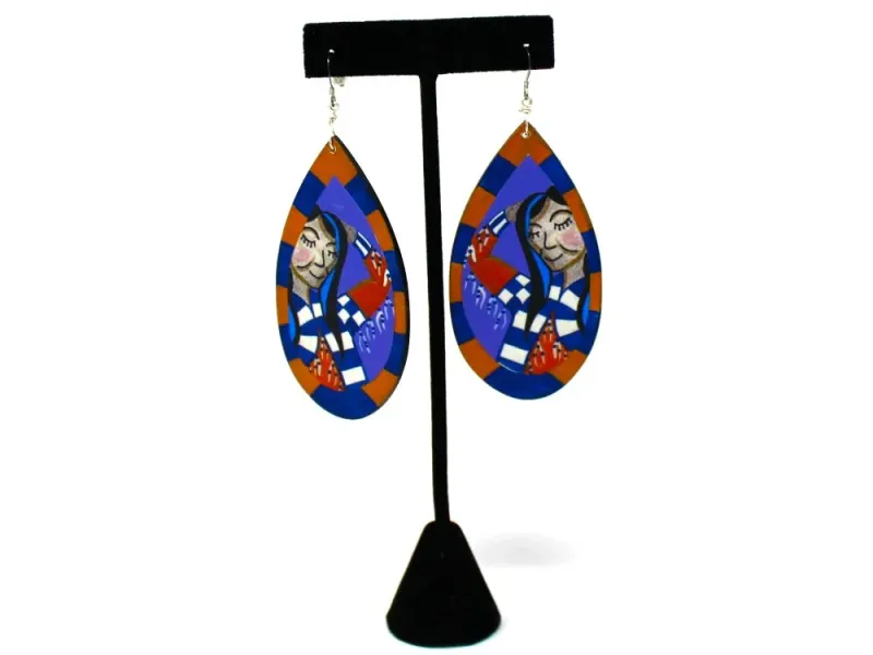 Painted Dancing Woman Dangle Earrings
