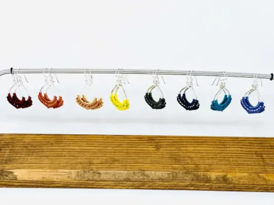 Mini Beaded Macramé Teardrop Earrings