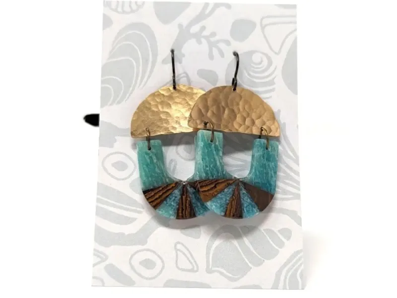 Amazonite & Boulder Opal Earrings