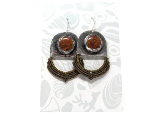 Fire Agate Macramé Earrings
