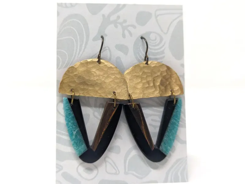 Amazonite, Boulder, & Obsidian Opal Earrings