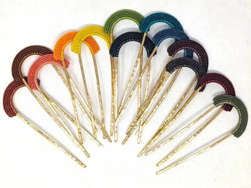 Micro Macrame Brass Hairpin