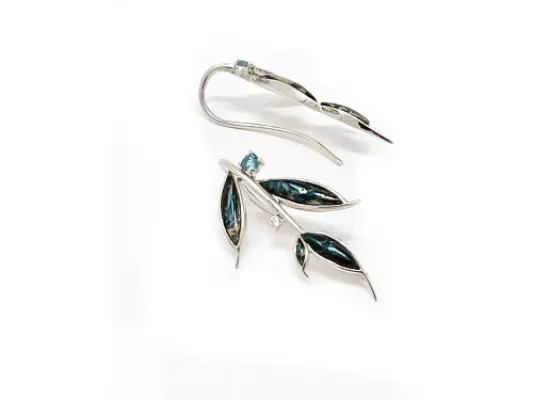 Star of Alaska Covellite Leaf Earrings