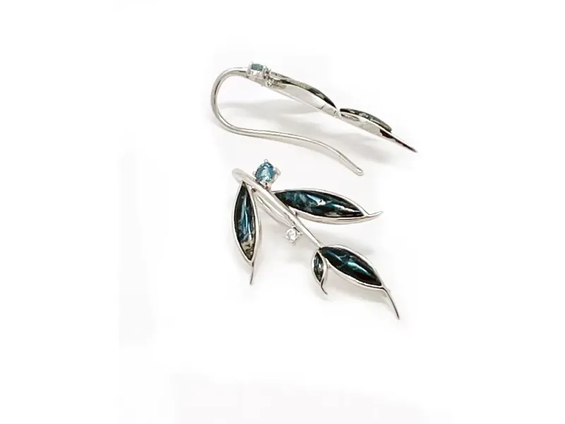 Star of Alaska Covellite Leaf Earrings
