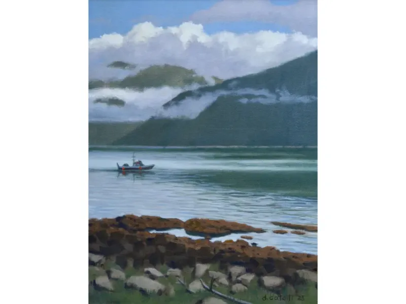 Off to the Fishing Grounds, 12"x9" original oil on canvas