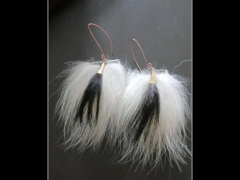Wolf and Black Bear Fur Earrings