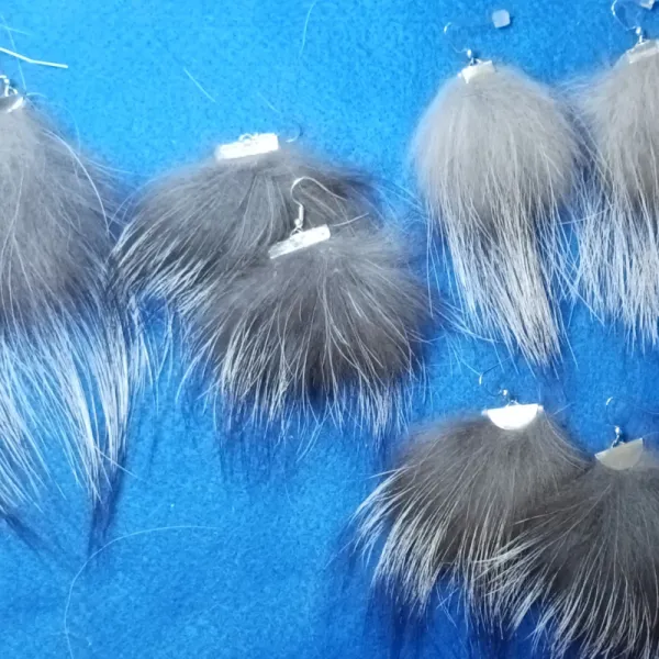 Silver Fox Fur Earrings