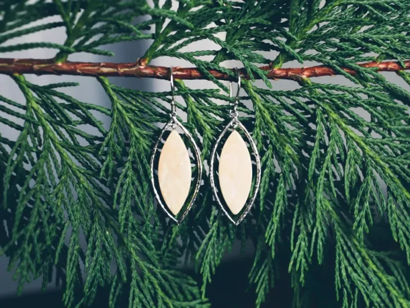 Ivory Jacks Woolly Mammoth Ivory Leaf Earrings