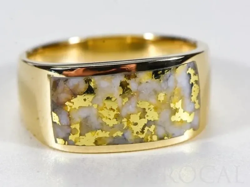Orocal Gold Quartz Genuine Hand Crafted Men's Ring -RM1005Q