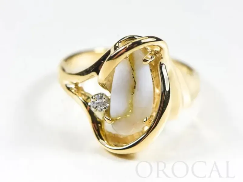 Orocal Naturally Shaped Gold Quarts Ladies Ring with 1 Diamond- RL784DQ