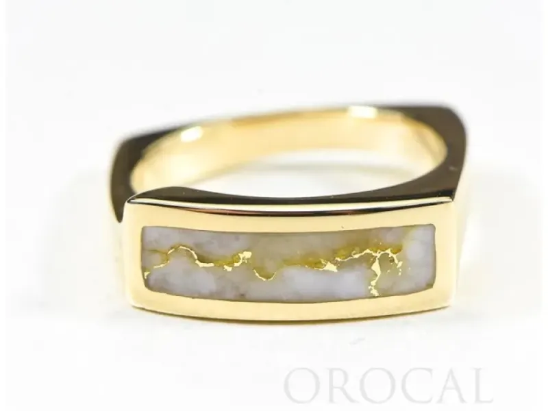 Orocal Rectangular Gold Quartz Genuine Hand Crafted Ladies Ring -RL837Q
