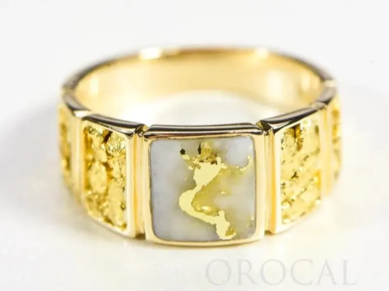 Orocal Gold Quartz Square Ring With Gold Nuggets -RL1046NQ