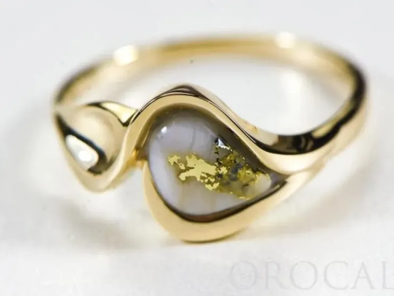 Orocal Asymmetrical Gold Quartz Ladies Ring-RL509Q