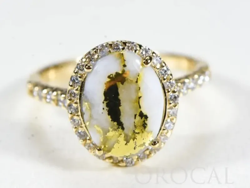 Orocal Classic Gold Quartz Cocktail Ring With Diamonds-RL1109DQ