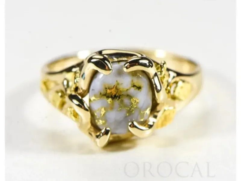 Orocal Freeform Gold Quartz Ladies Ring With Gold Nuggets-RL660Q