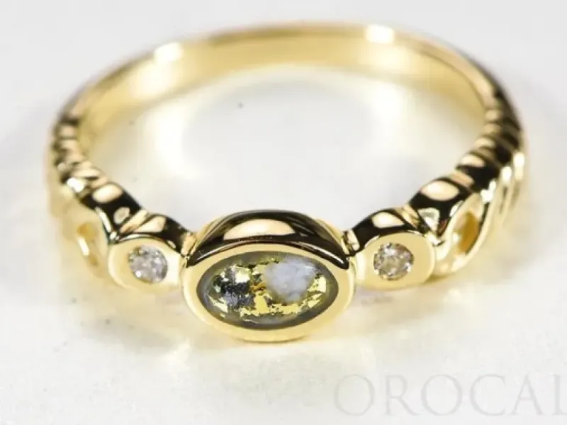 Orocal Classic Gold Quartz Ladies Ring With Diamonds-RL691D5Q