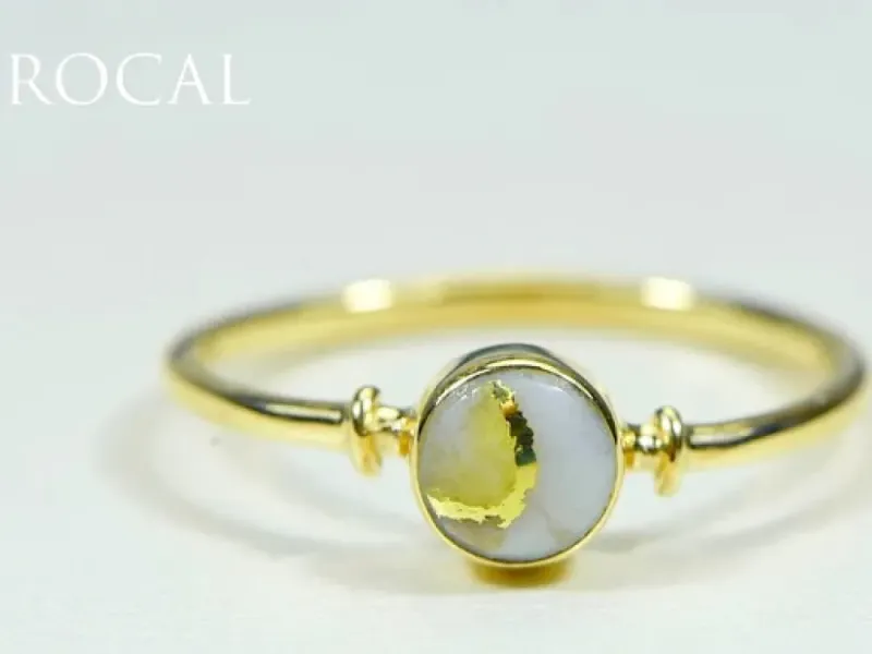Orocal Small Oval Gold Quartz Ladies Ring-RL680Q