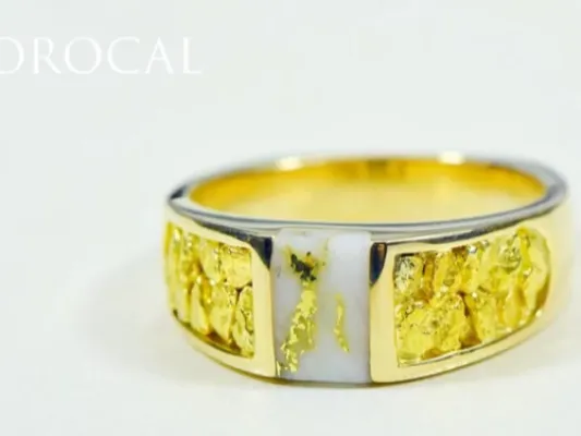 Orocal Gold Quartz Ring With Gold Nugget Side Panels -RLL1359NQ