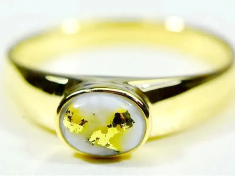 Orocal Rounded Gold Quarts Ladies Ring-RLL1427Q