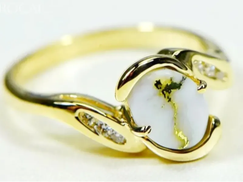Orocal Gold Quartz With 6 Diamonds Ladies Ring -RL586D10Q