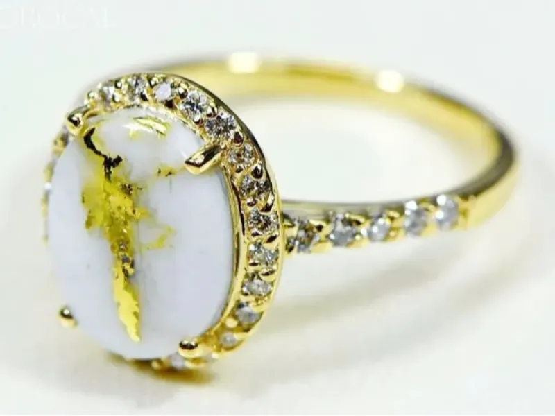 Orocal Gold Quartz Cocktail Ring with Diamonds Ladies Ring -RL1109DQ