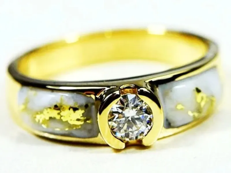Orocal Gold Quarts Ladies Ring with Diamond Stud- RL728D33Q