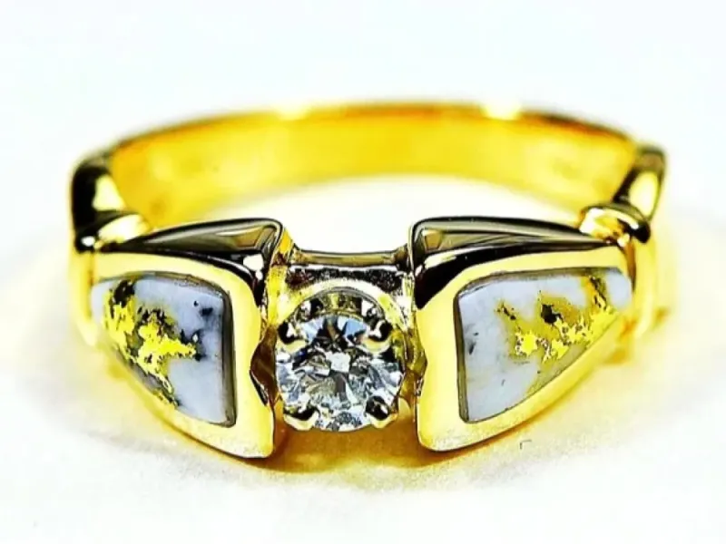Orocal Gold Quarts Ladies Ring with Center Diamond-RL988DQE