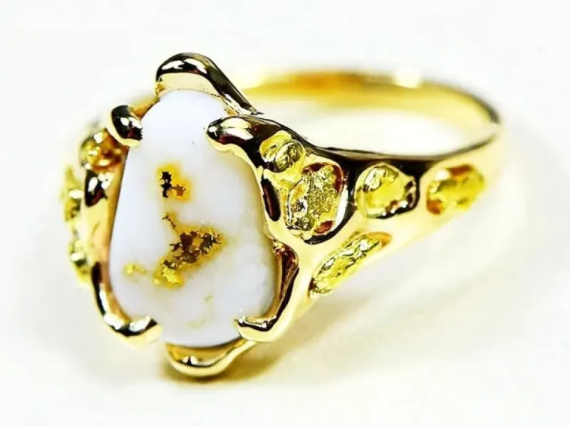 Orocal Bold Gold Quarts Ladies Ring With Gold Nuggets- RL964Q