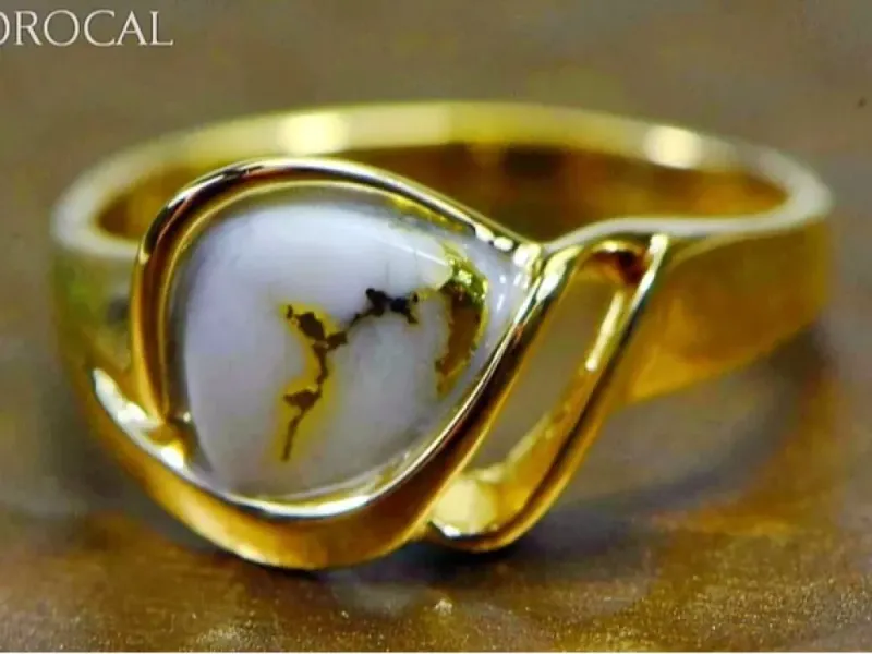 Orocal Trillion Shaped Gold Quarts Ladies Ring-RL587Q