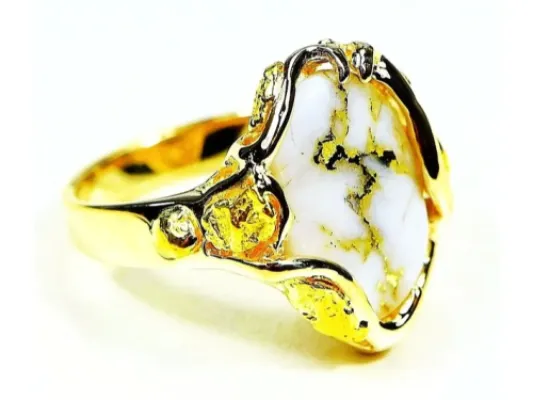 Orocal Free-Form Gold Quarts Ladies Ring With Gold Nuggets- RL232LQ