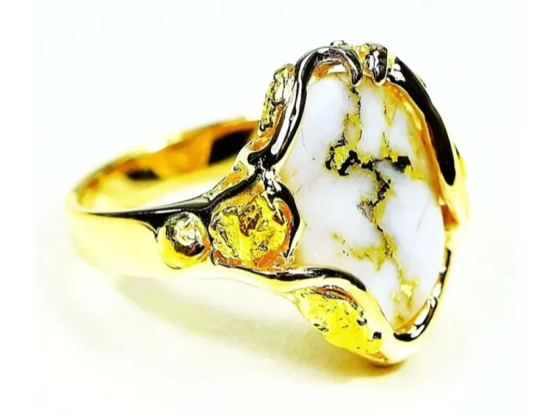 Orocal Free-Form Gold Quarts Ladies Ring With Gold Nuggets- RL232LQ