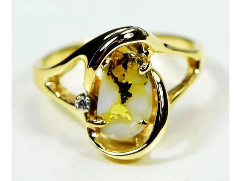 Orocal Gold Quarts Ladies Ring with 1 Round Diamond -RL784SDQ