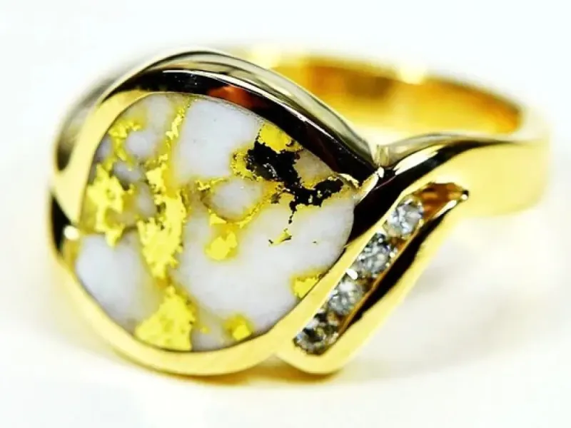 Orocal Gold Quarts Ladies Ring with 4 Diamonds -RLDL90D12Q