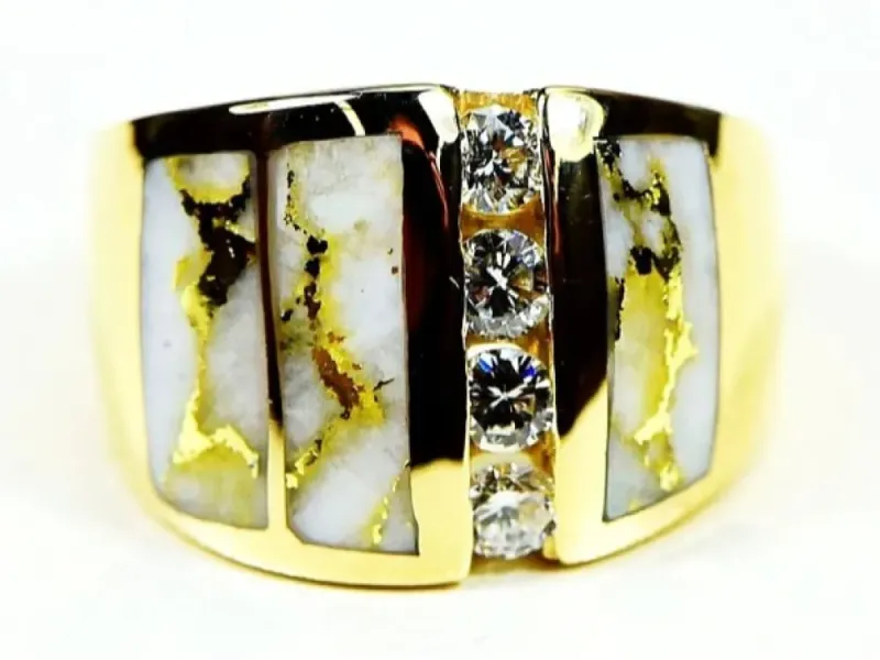 Orocal Gold Quarts Ladies Ring With Center Diamonds- RLJ500DQ