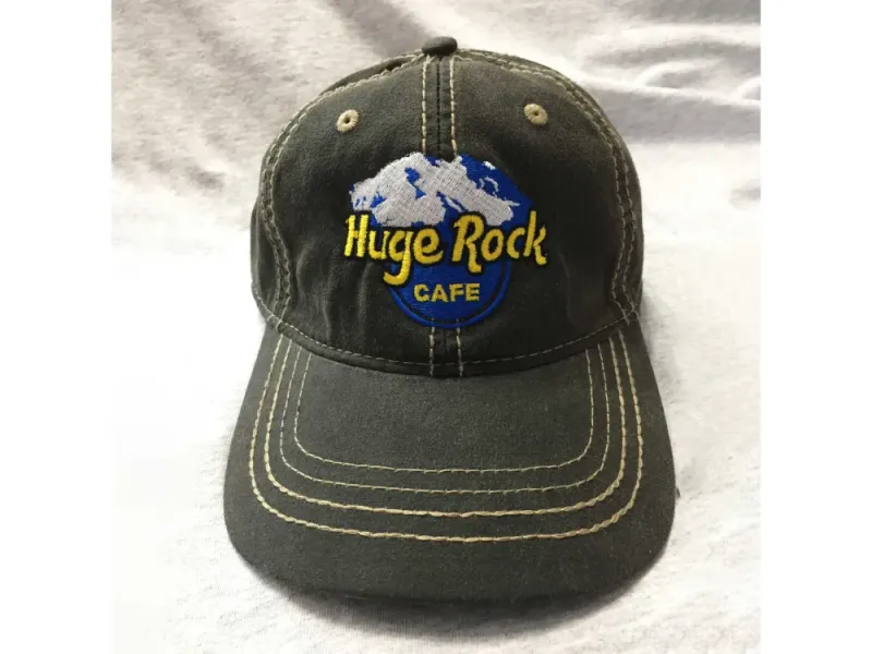Huge Rock Cafe Baseball Cap in Black Contrast Stitch