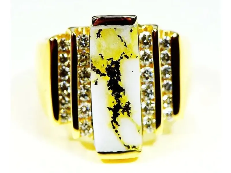 Orocal Gold Quarts Ladies Ring With Tiered Diamonds- RL639LD80Q