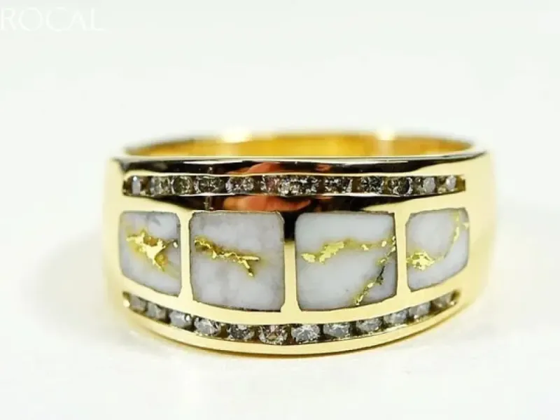 Orocal Gold Quarts Ladies Ring With Diamonds-RL1075DQ
