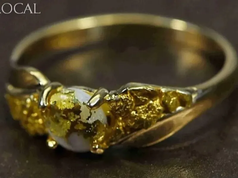 Orocal Gold Quarts Ladies Ring With Gold Nuggets-RLDL14Q6MM
