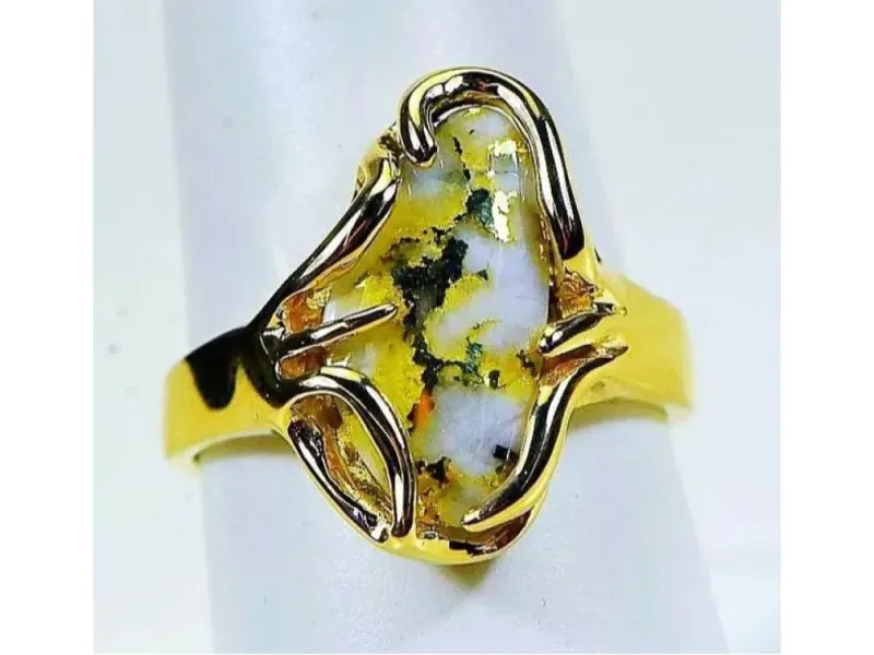 Orocal Oblong-Shaped Gold Quartz Ladies Ring-RL1031Q