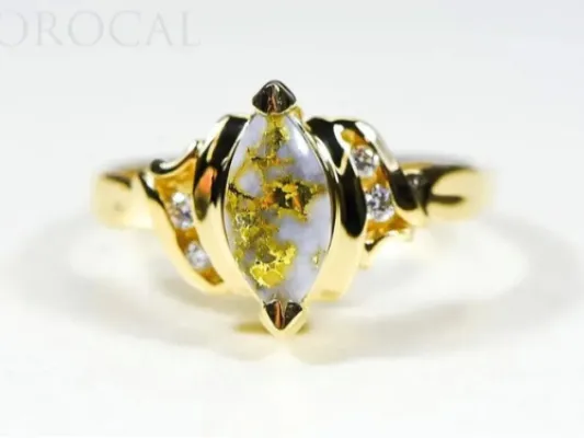 Orocal Marquise Shaped Gold Quarts Ladies Ring With Diamonds-RL735D8Q