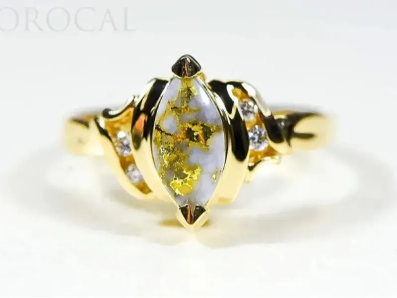 Orocal Marquise Shaped Gold Quarts Ladies Ring With Diamonds-RL735D8Q