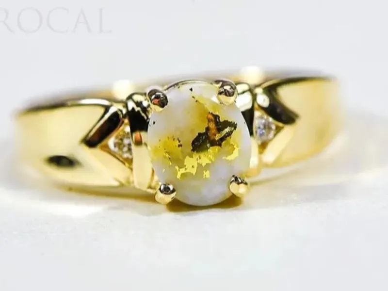 Orocal Elegant Gold Quarts Ladies Ring With 2 Diamonds- RL736D3Q
