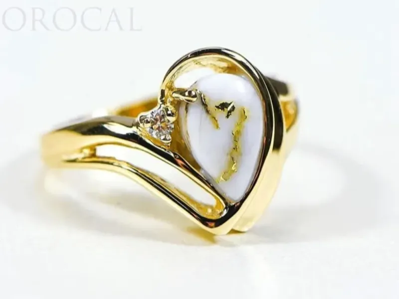 Orocal Pear Shaped Gold Quarts Ladies Ring With 1 Diamond- RL739D3Q