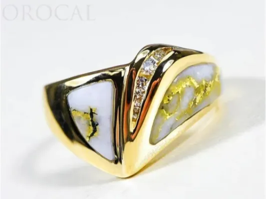 Orocal Swooping Gold Quarts Ladies Ring With Diamonds- RL536D10Q