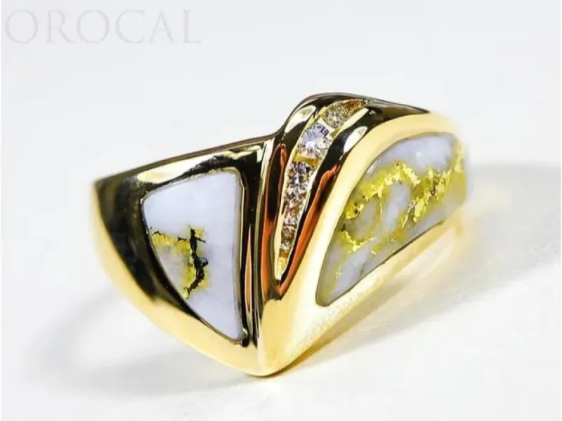 Orocal Swooping Gold Quarts Ladies Ring With Diamonds- RL536D10Q