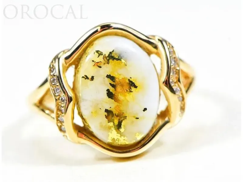 Orocal Gold Quarts Ladies Ring With Side Diamonds- RL1107DQ