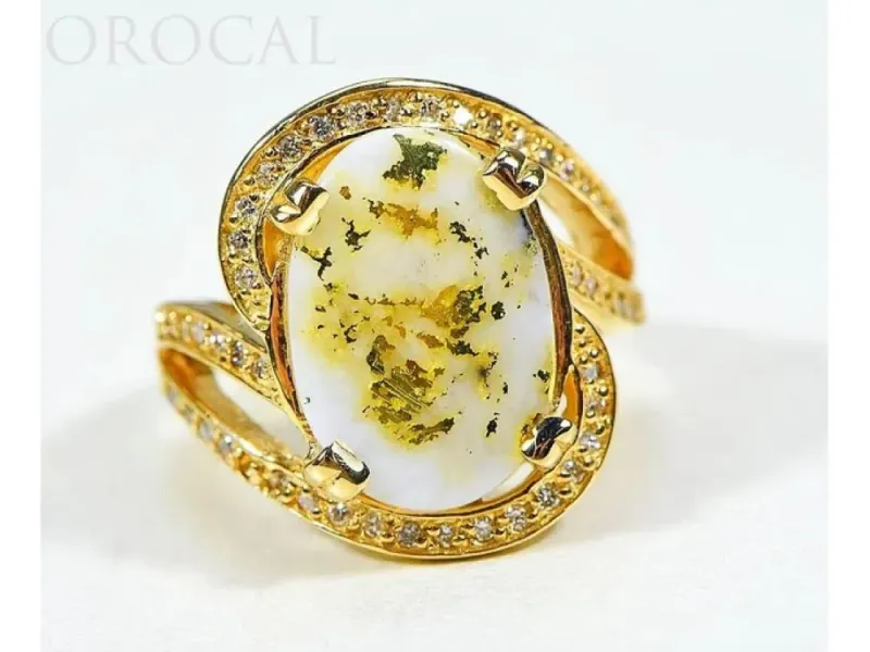 Orocal Gold Quarts Ladies Ring With Surrounding Diamonds- RL1105DQ
